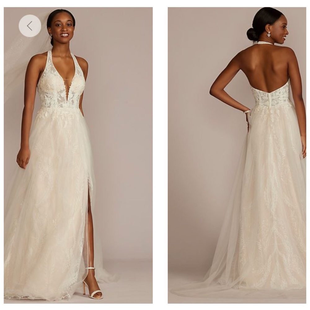 David’s Bridal A Line Halter Wedding Dress